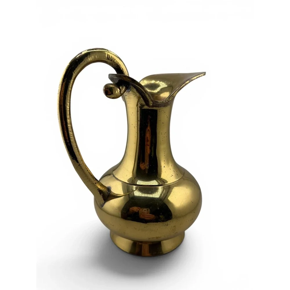 Vintage Solid Brass Pitcher Vase 7.5